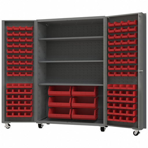 Heavy Duty Mobile Bin Cabinet Red