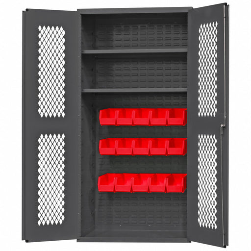 K4948 Bin Cabinet 72 x36 x18 Gray 15RedBns