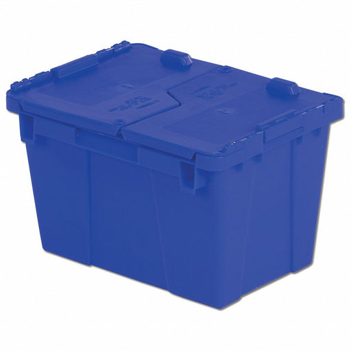 H5663 Attached Lid Container Blue Solid HDPE