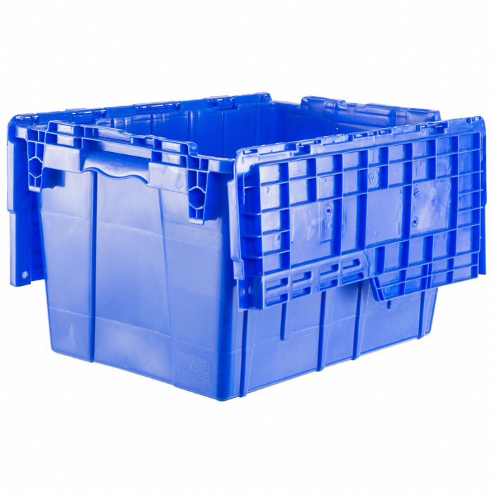 E3369 Attached Lid Container Blue Solid HDPE
