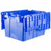 E3369 Attached Lid Container Blue Solid HDPE