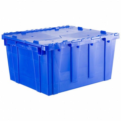 E3391 Attached Lid Container Blue Solid HDPE