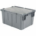 E3402 Attached Lid Container Gray Solid HDPE