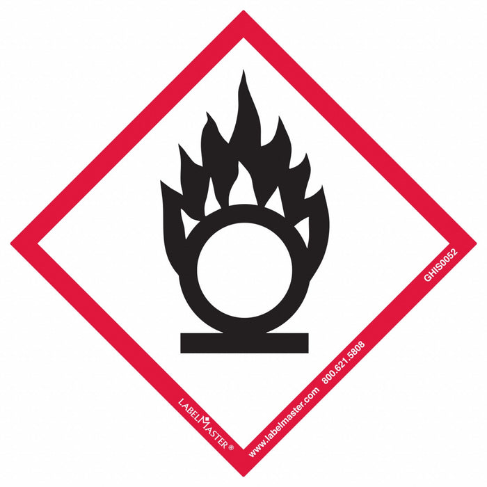 GHS Flame Over Circle Label 4 H 4 W PK50