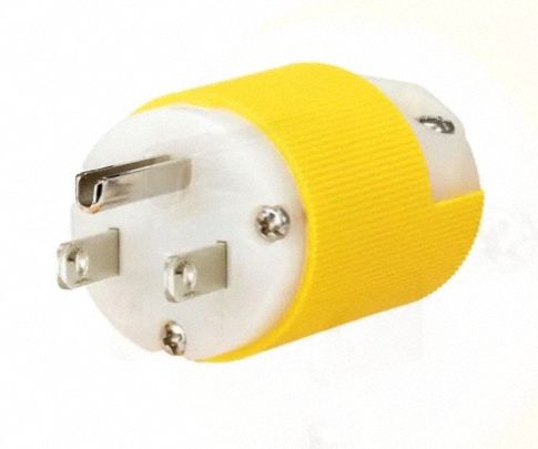 Straight Blade Plug White/Yellow 15 A