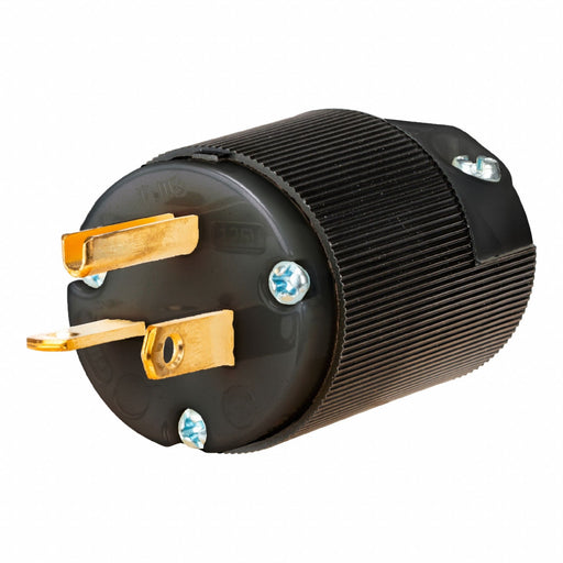 Straight Blade Plug Black 20 A Grounded