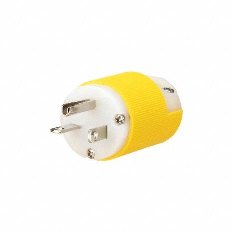 Straight Blade Plug White/Yellow 20 A