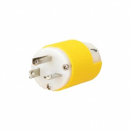 Straight Blade Plug White/Yellow 20 A
