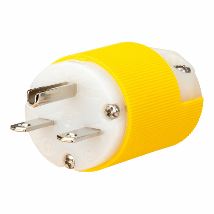 Straight Blade Plug White/Yellow 15 A