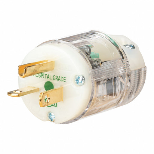 Straight Blade Plug Clear 20 A Grounded