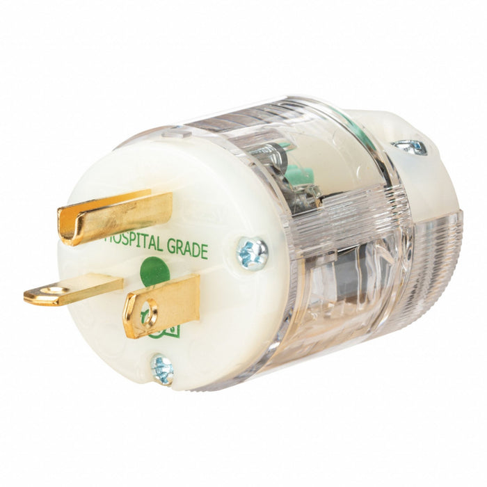 Straight Blade Plug Clear 20 A Grounded