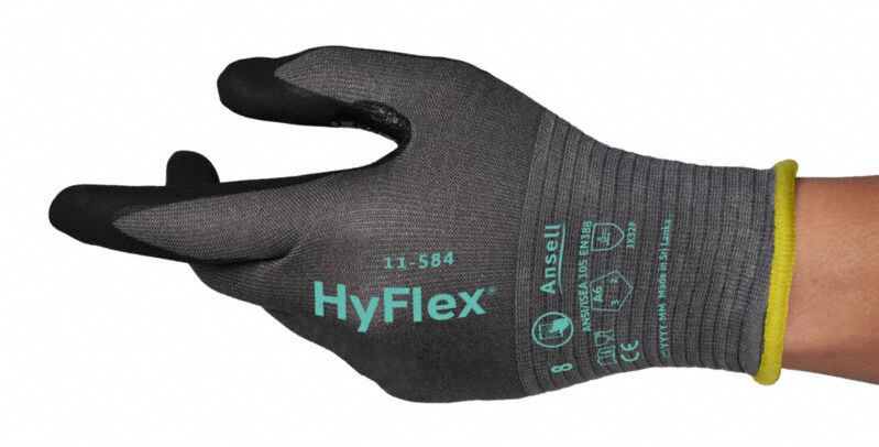 Knit Gloves sz 6 Black Nitrile PR