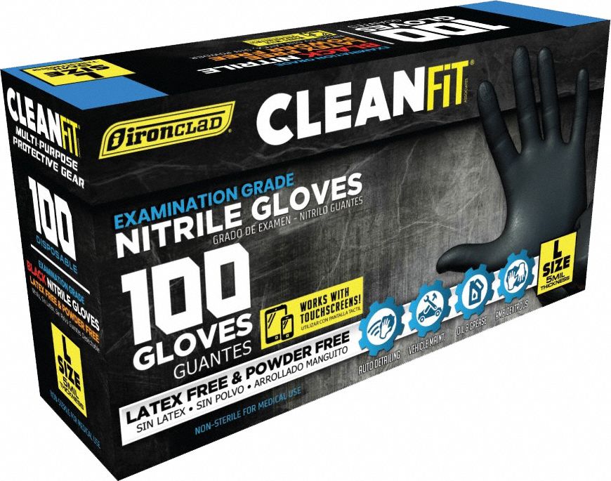 Exam Grade Glove L Black 5 Mil PK/100