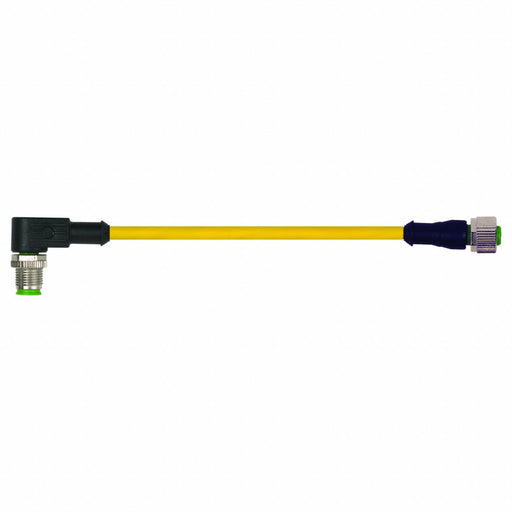Cordset Straight M12 Yellow 22 AWG 4A