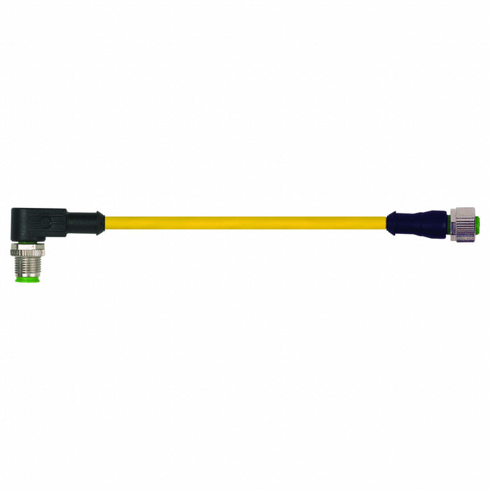 Cordset Straight M12 Yellow 22 AWG 4A