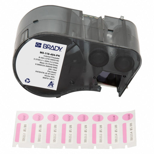 Label/RibbonCartridge Pink White 1inW