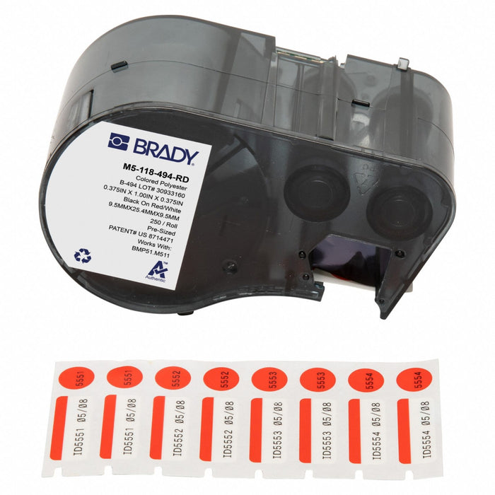 Label/RibbonCartridge Red White 1inW