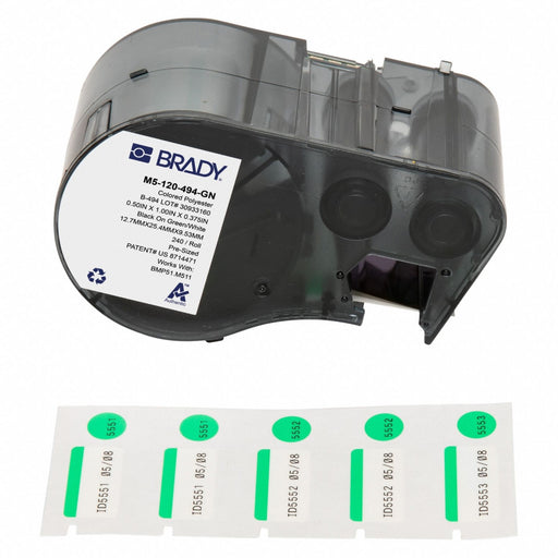 Label/RibbonCartridge Green White 1inW