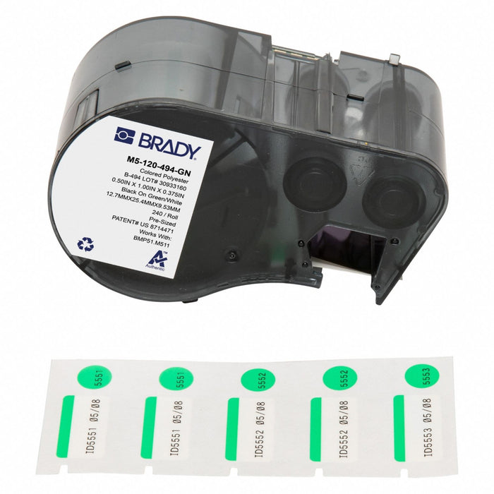 Label/RibbonCartridge Green White 1inW