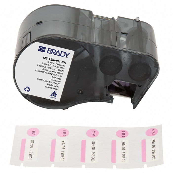 Label/RibbonCartridge Pink White 1inW