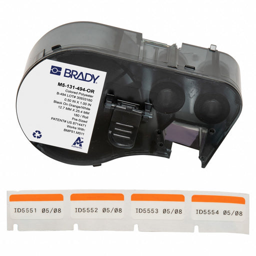 Label/RibbonCartridge Orange White 1inW