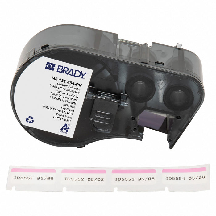 Label/RibbonCartridge Pink White 1inW