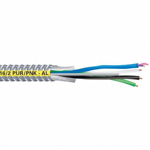 MetalCladCable 12AWG 16AWG Gry/Ylw 100ft