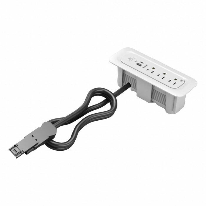 FurniturePowerOutlet White 3Outlet 3ft