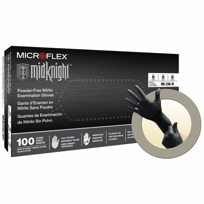 K7435 Disp Glv Blk Nitrile Exam PF M PK100