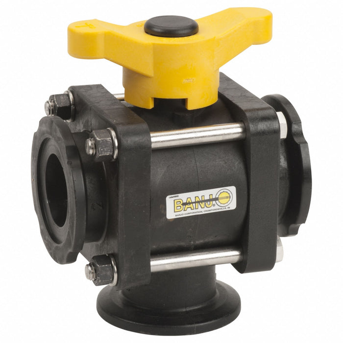 Manual 3-Way Ball Valve 2 Polypro