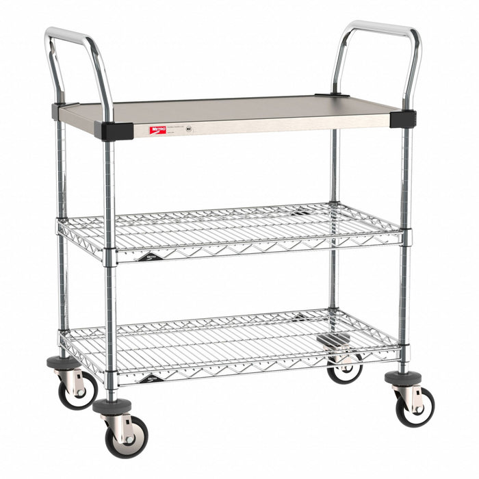 Utility Cart SS/Chrome 32x18x38 3 Shelf