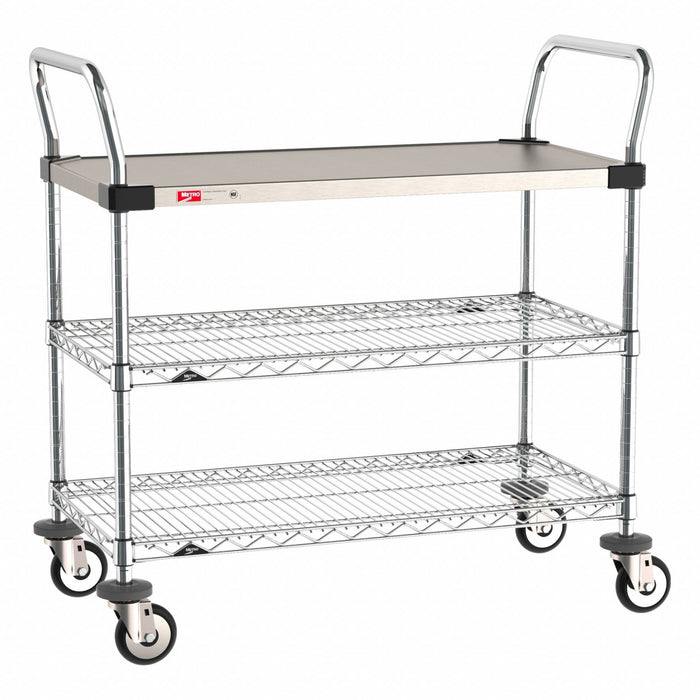 Utility Cart SS/Chrome 38x18x38 3 Shelf