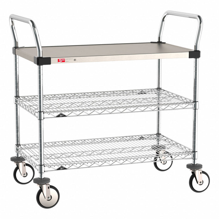 Utility Cart SS/Chrome 38x21x38 3 Shelf