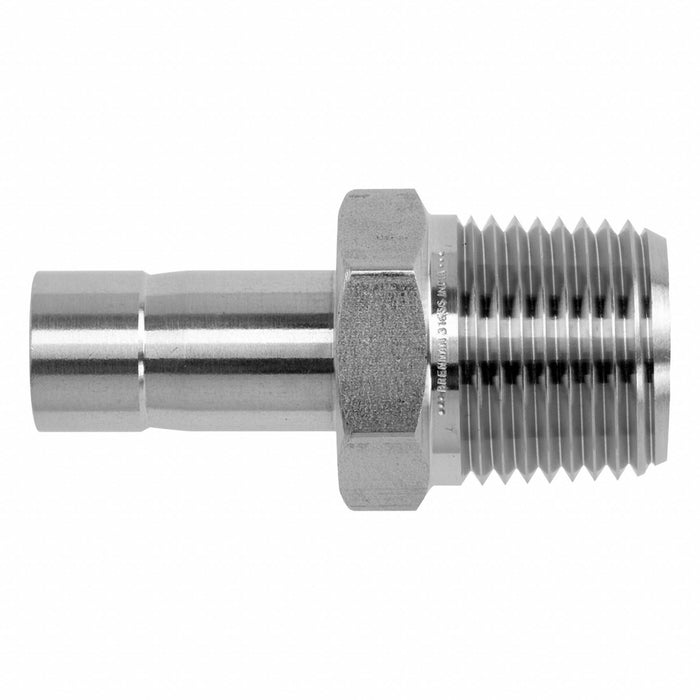 Strt SS Tube Stub 3/8 in MNPT 1/2 in