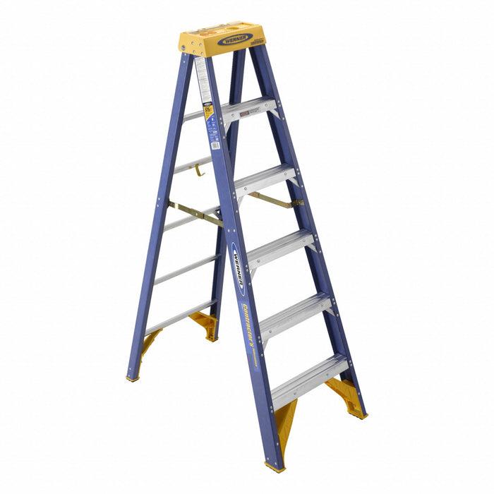 Stepladder Fiberglass 6 ft H 375 lb Cap