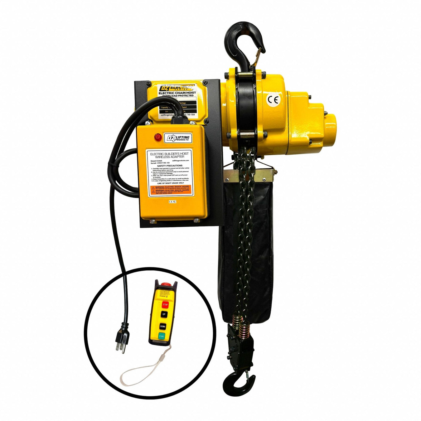 Electric Chain Hoist 6.5 fpm Yellow