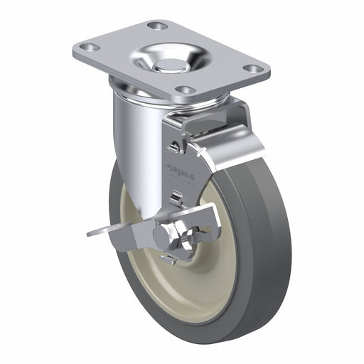 Plate Caster Swivel Rubber 4 11/16 H