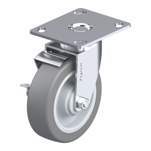Plate Caster Swivel Rubber 6 1/4 H