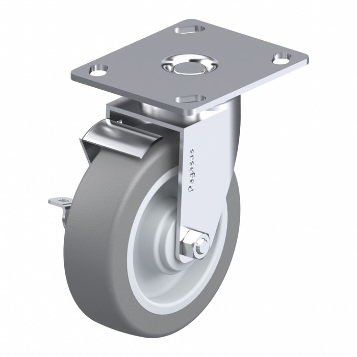 Plate Caster Swivel Rubber 6 1/4 H