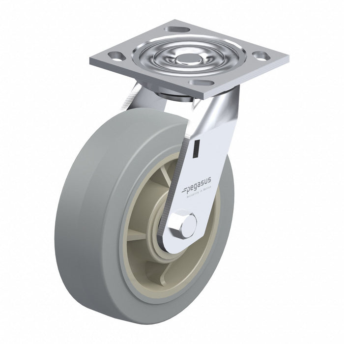 Plate Caster Swivel Rubber 5 5/8 H