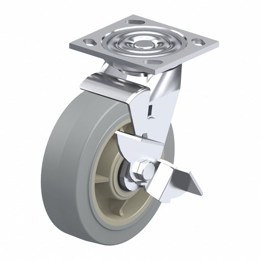 Plate Caster Swivel Rubber 5 5/8 H