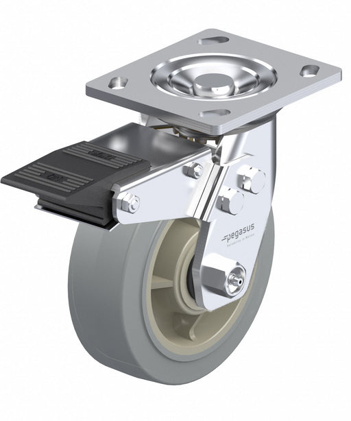Plate Caster Swivel Rubber 5 5/8 H