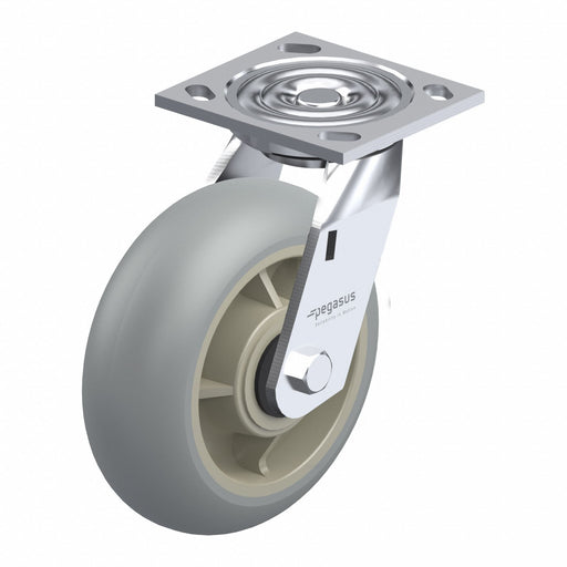 Plate Caster Swivel Rubber 7 1/2 H