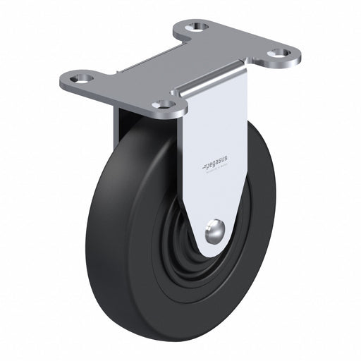 Plate Caster Rigid Rubber 4 13/16 H