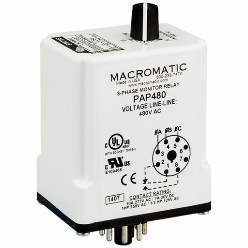 Phase Monitor Relay 8 Pins 480V AC