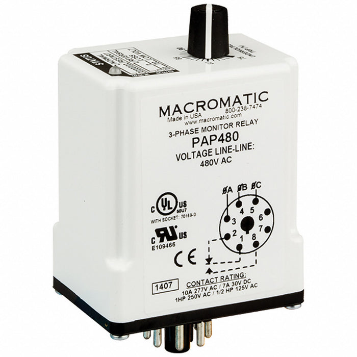 Phase Monitor Relay 8 Pins 480V AC