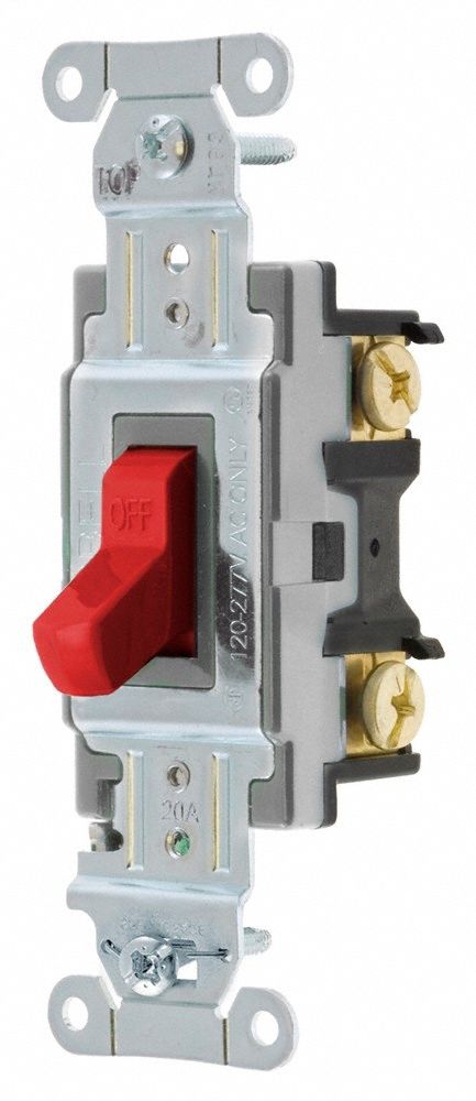 Wall Switch Red 20A Back Side SnglPole