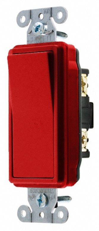 Wall Switch Red 20A Back Side SnglPole