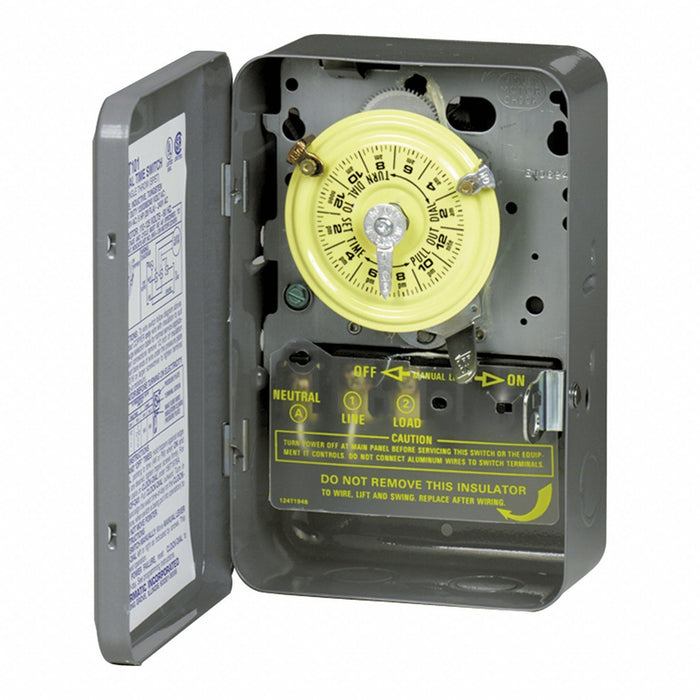 Electromechanical Timer 24 hr Gray Metal
