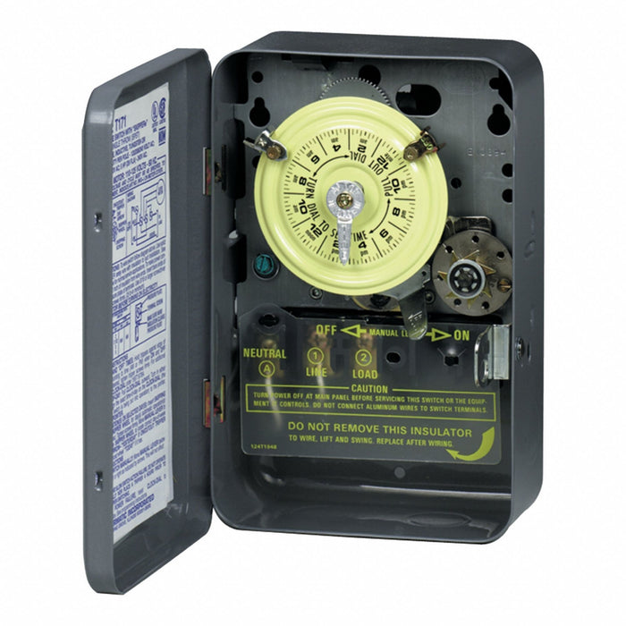 Electromechanical Timer 24 hr Gray Metal